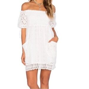 Tularosa white eyelet off the shoulder summer dress size XS